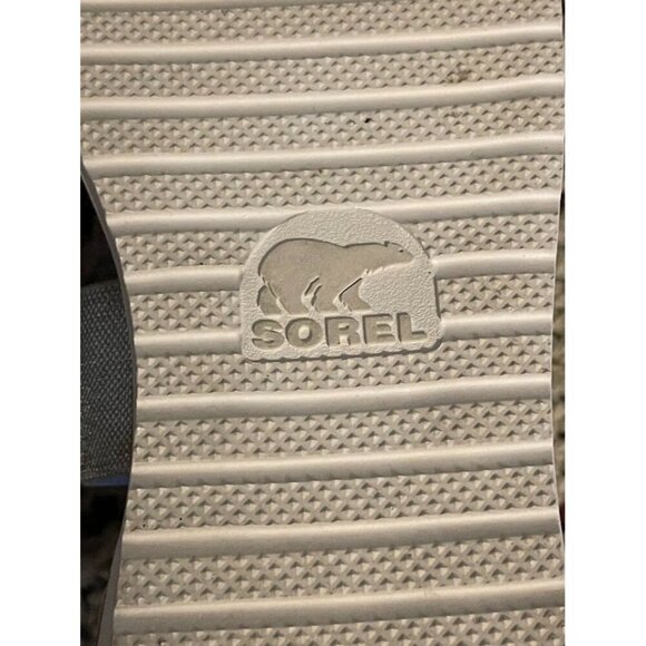 Sorel Women SZ 12 Open-Toe Sandals Elastic Silver Straps & White Leather Accents - Picture 4 of 16